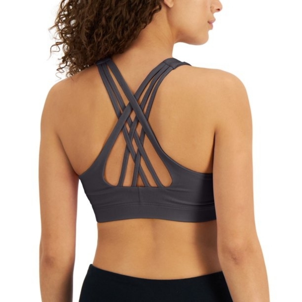 Ideology Activewear Gray Strappy Low Impact Sports Bra Large NWT